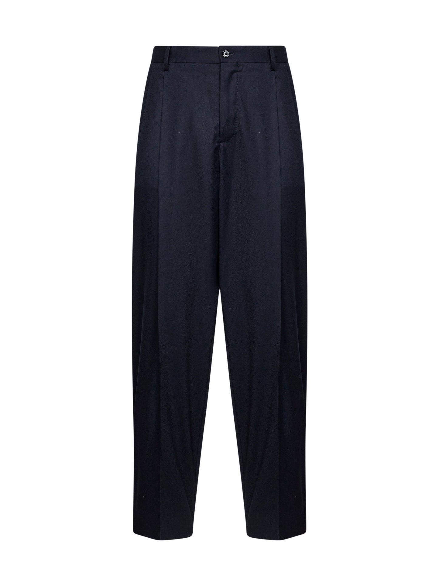 Dark blue stretch flannel tailored trousers