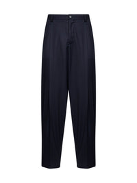 Dark blue stretch flannel tailored trousers