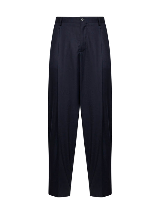 Dark blue stretch flannel tailored trousers