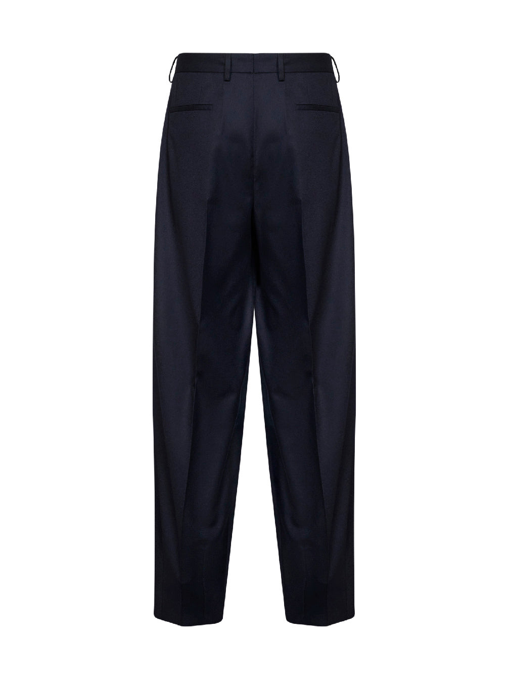 Dark blue stretch flannel tailored trousers