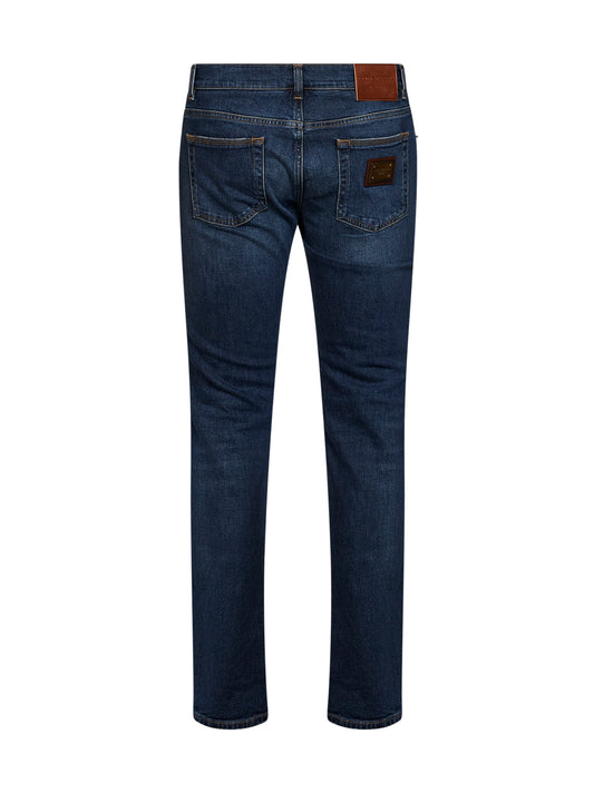Blue cotton denim skinny jeans