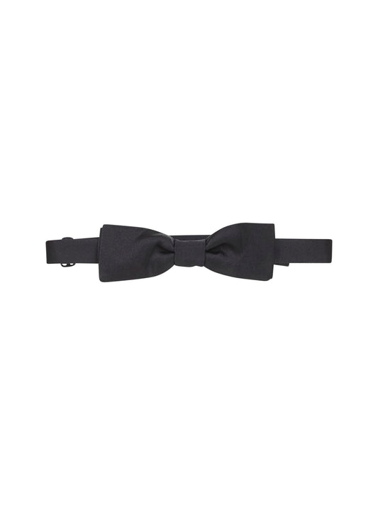 Black silk satin bow tie