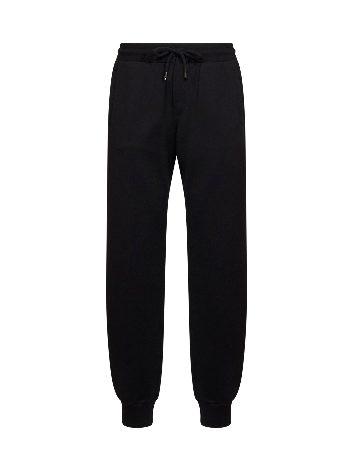 Pantaloni sportivi in felpa di cotone nero con ricamo