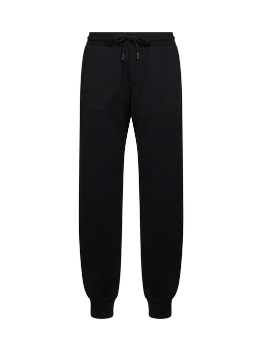Pantaloni sportivi in felpa di cotone nero con ricamo