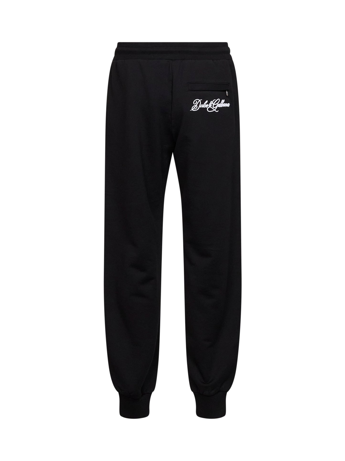 Pantaloni sportivi in felpa di cotone nero con ricamo