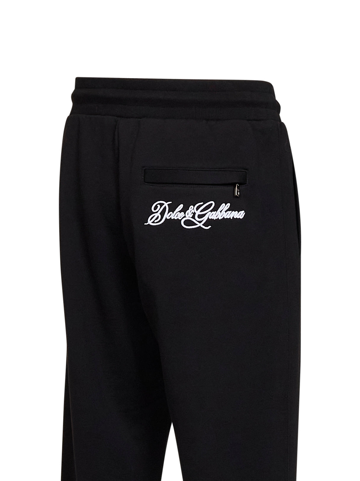 Pantaloni sportivi in felpa di cotone nero con ricamo