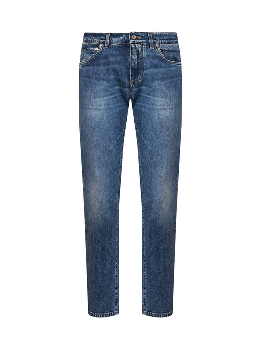 Blue stretch cotton denim slim jeans