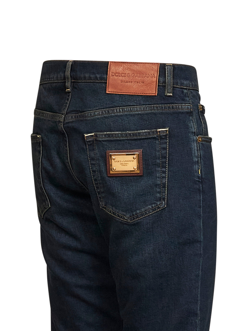 Jeans slim in denim di cotone stretch blu