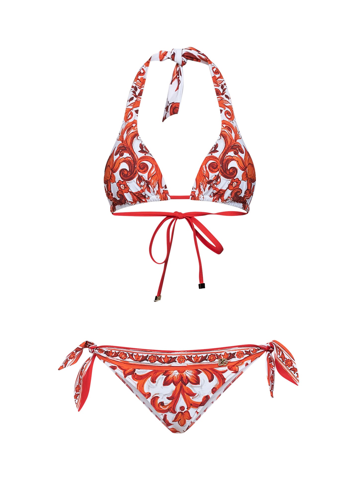 Bikini in lycra stampa Maiolica arancione
