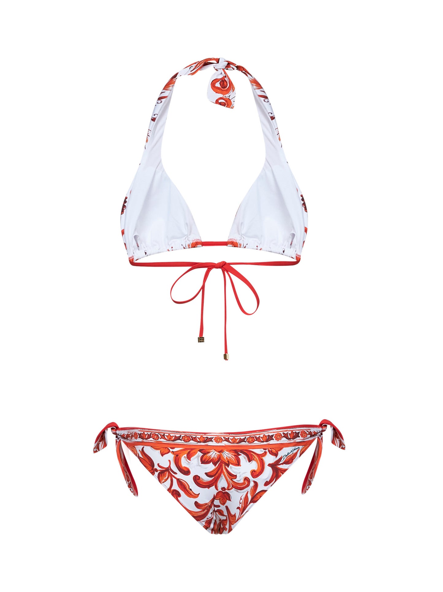 Bikini in lycra stampa Maiolica arancione