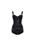 Black silk and lace balconette lingerie bodysuit