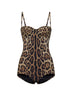 Leopard-print lycra balconette one-piece swimsuit
