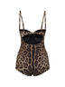 Leopard-print lycra balconette one-piece swimsuit