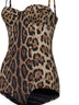 Leopard-print lycra balconette one-piece swimsuit