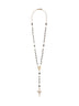 Gold metal rosary necklace with natural stones