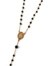 Gold metal rosary necklace with natural stones