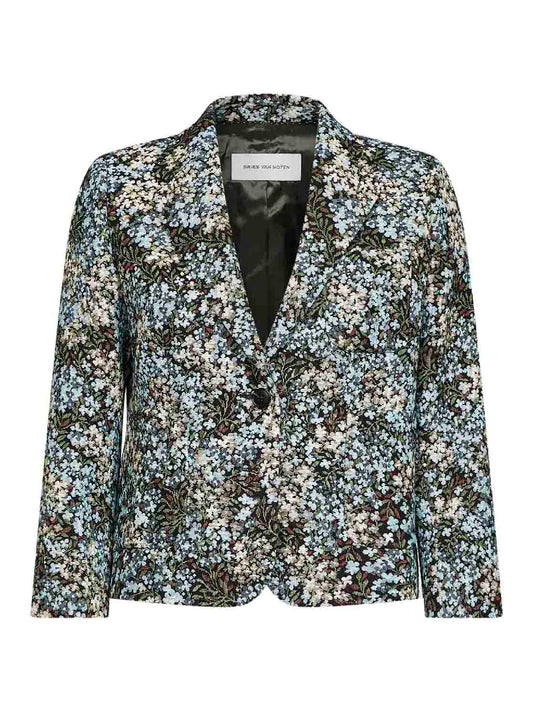 Blazer Bamis in misto cotone jacquard floreale cielo<BR/>