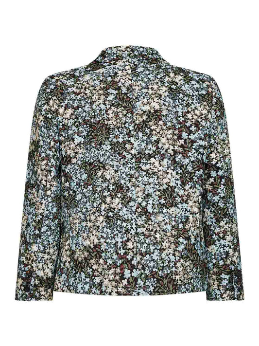 Blazer Bamis in misto cotone jacquard floreale cielo<BR/>