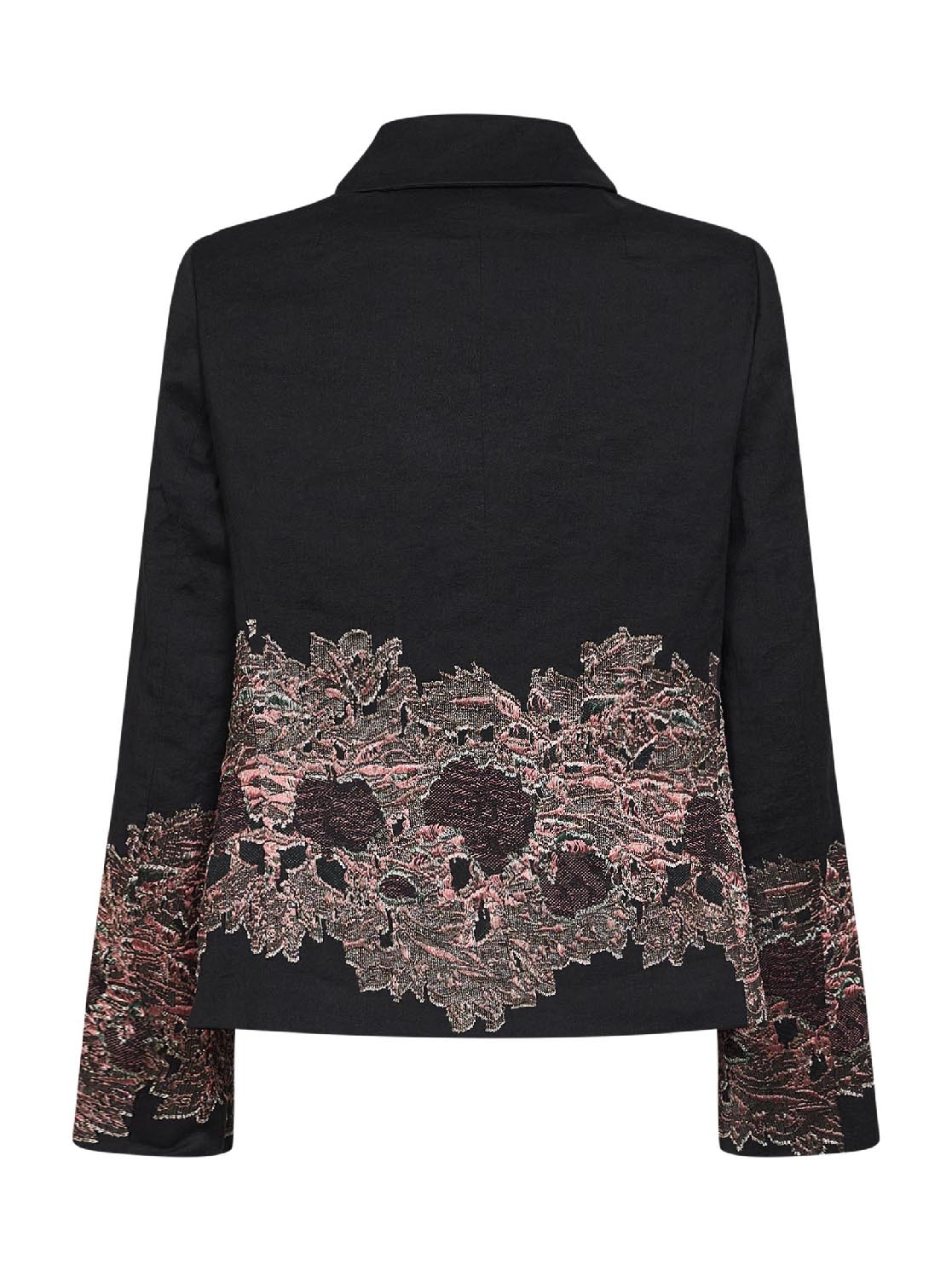 Black wool Bettsy jacket with floral jacquard embroidery