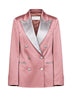 Old rose fluid crêpe satin double-breasted tuxedo blazer