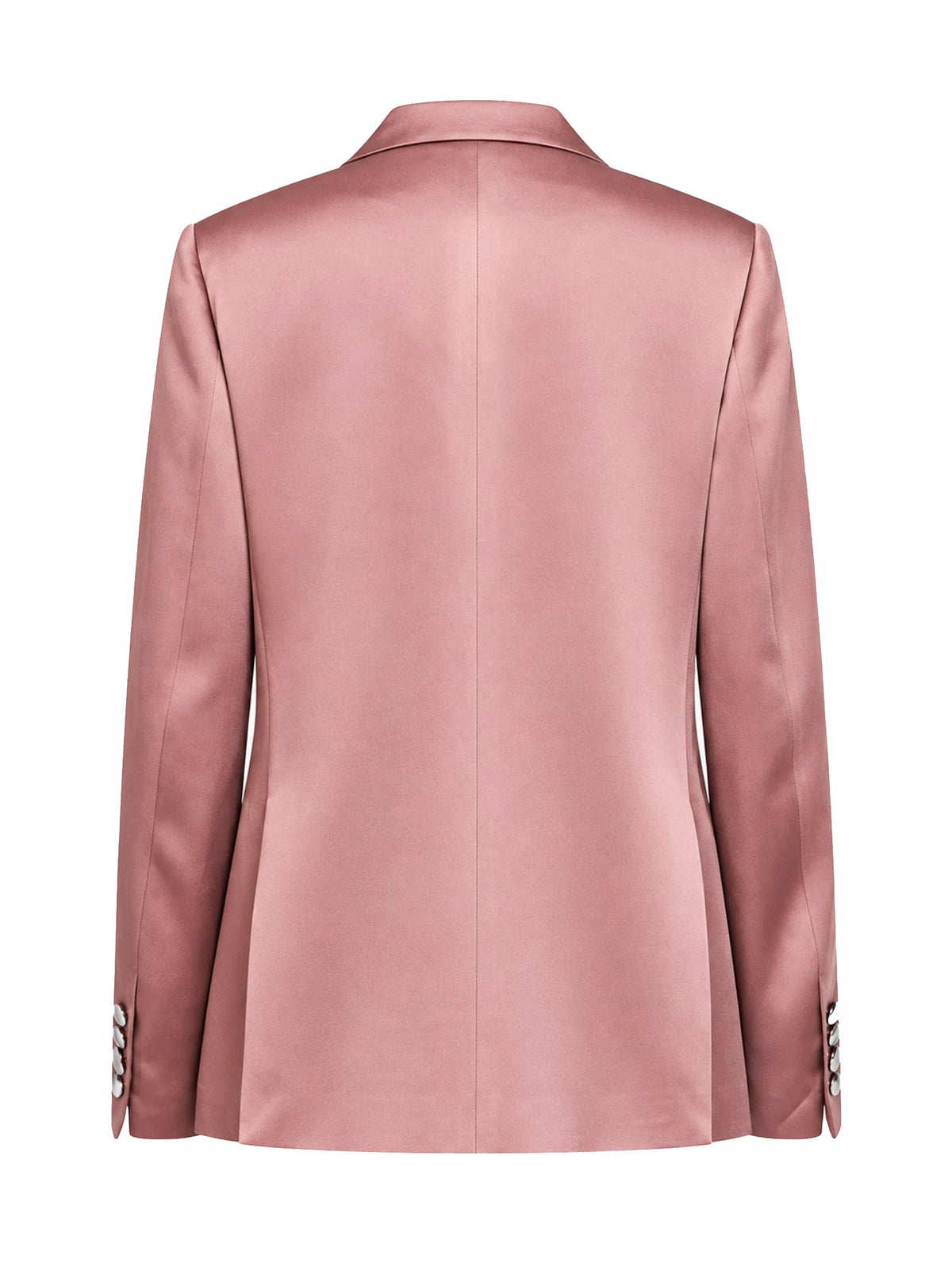 Old rose fluid crêpe satin double-breasted tuxedo blazer