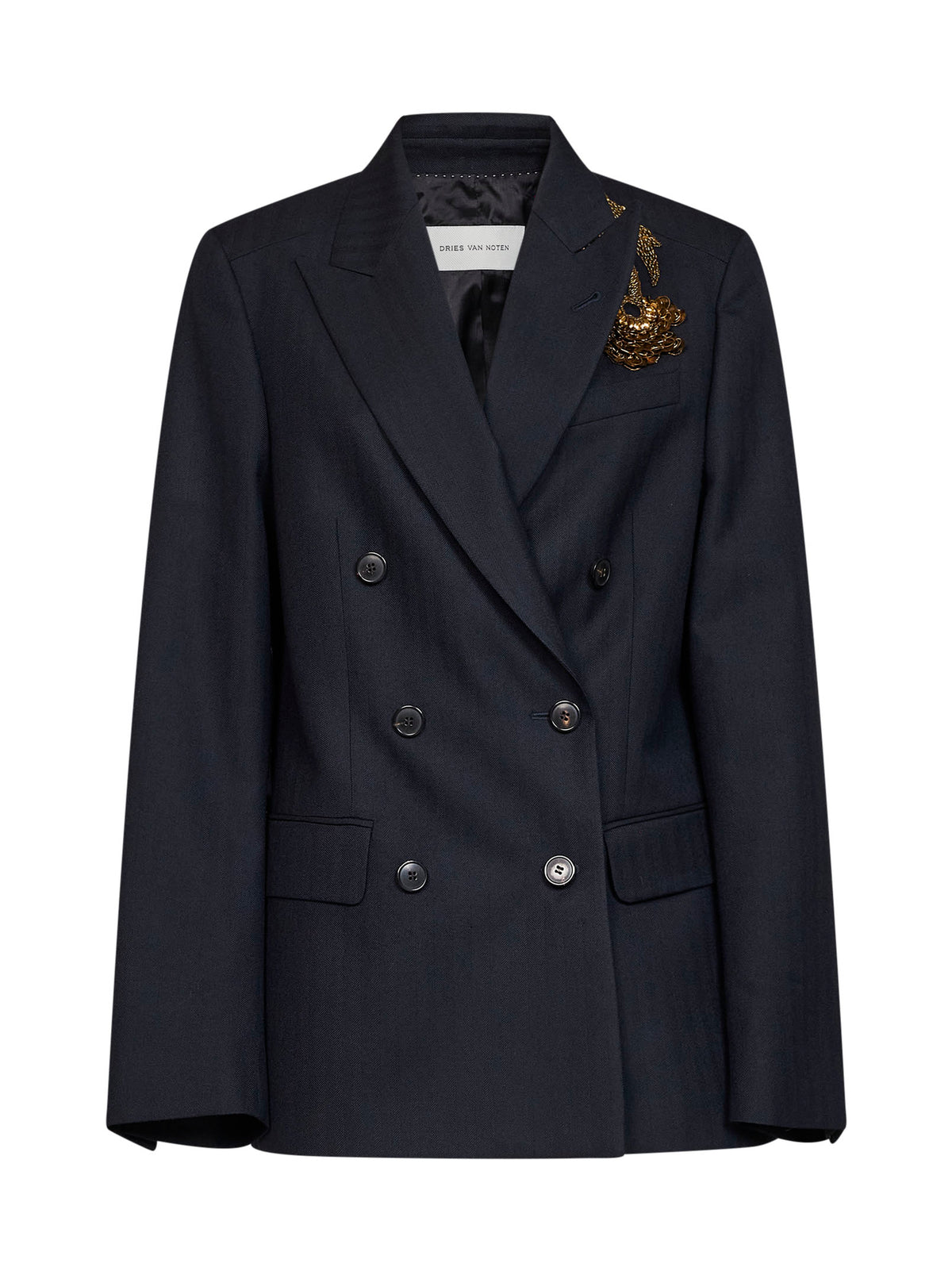 Navy blue chevron wool Barrysta embroidered blazer