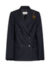 Navy blue chevron wool Barrysta embroidered blazer
