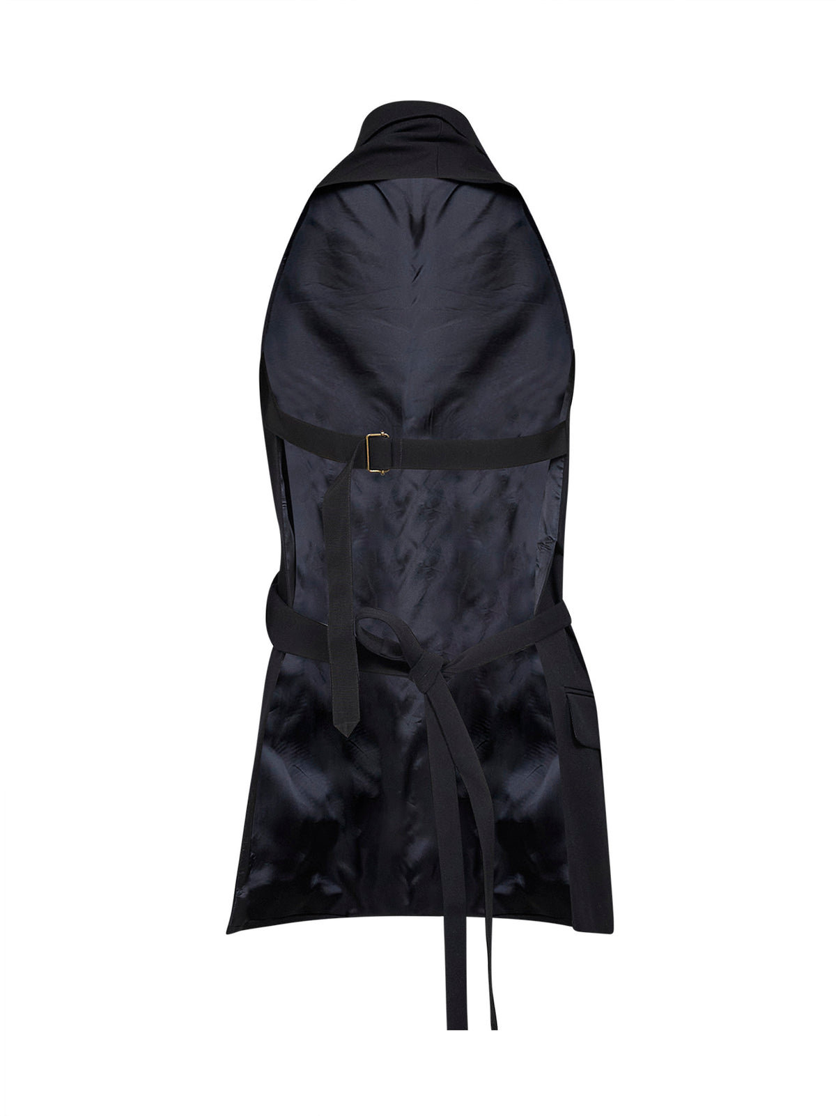 Top a gilet con schiena scoperta Geline in twill di lana nero