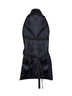 Top a gilet con schiena scoperta Geline in twill di lana nero