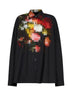 Camicia cocoon Casia in popeline stampato nero