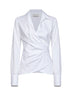 White cotton poplin wrap shirt