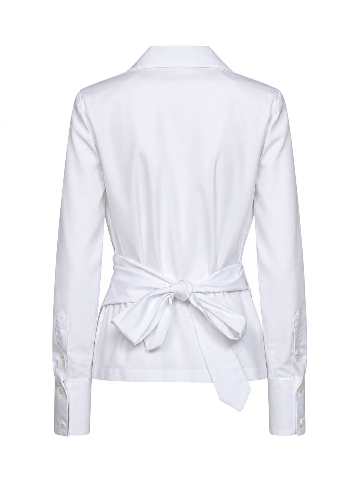 White cotton poplin wrap shirt