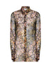 Aubergine mini floral patchwork-print jacquard Calima shirt