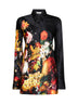 Black Flemish Painting-print silk Calima shirt