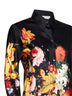 Black Flemish Painting-print silk Calima shirt