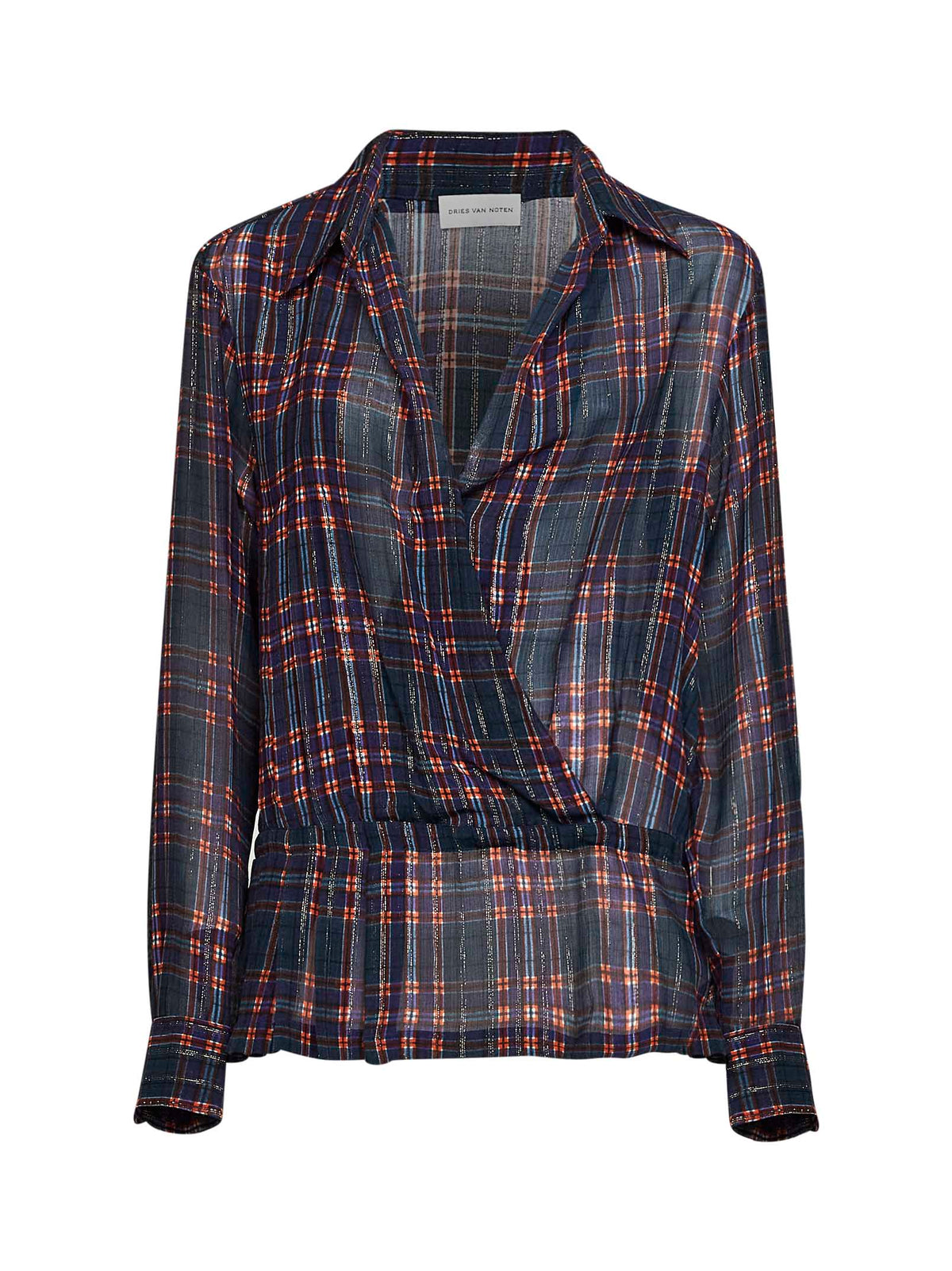 Camicia Cedyn in chiffon a quadri con motivo gessato lurex