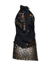 Black Carfys embroidered asymmetric wrap top