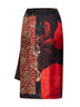 Flemish Painting-print silk Scarfy scarf-style midi skirt