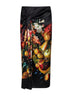 Black Flemish Painting-print silk Suma draped skirt