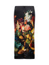Black Flemish Painting-print silk Suma draped skirt