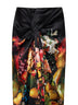 Black Flemish Painting-print silk Suma draped skirt