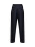 Navy blue chevron wool Pantan double-pleated trousers