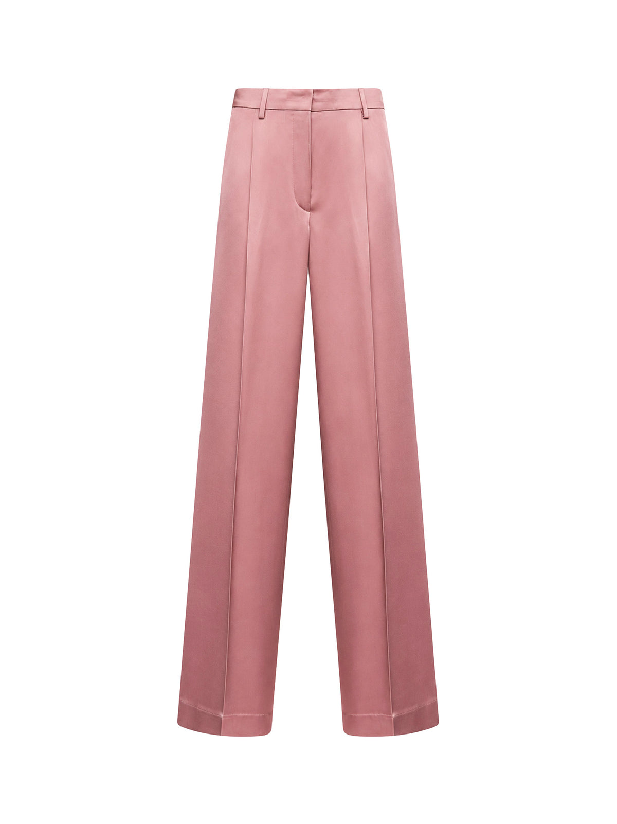 Old rose fluid crepe satin Portias straight-leg trousers