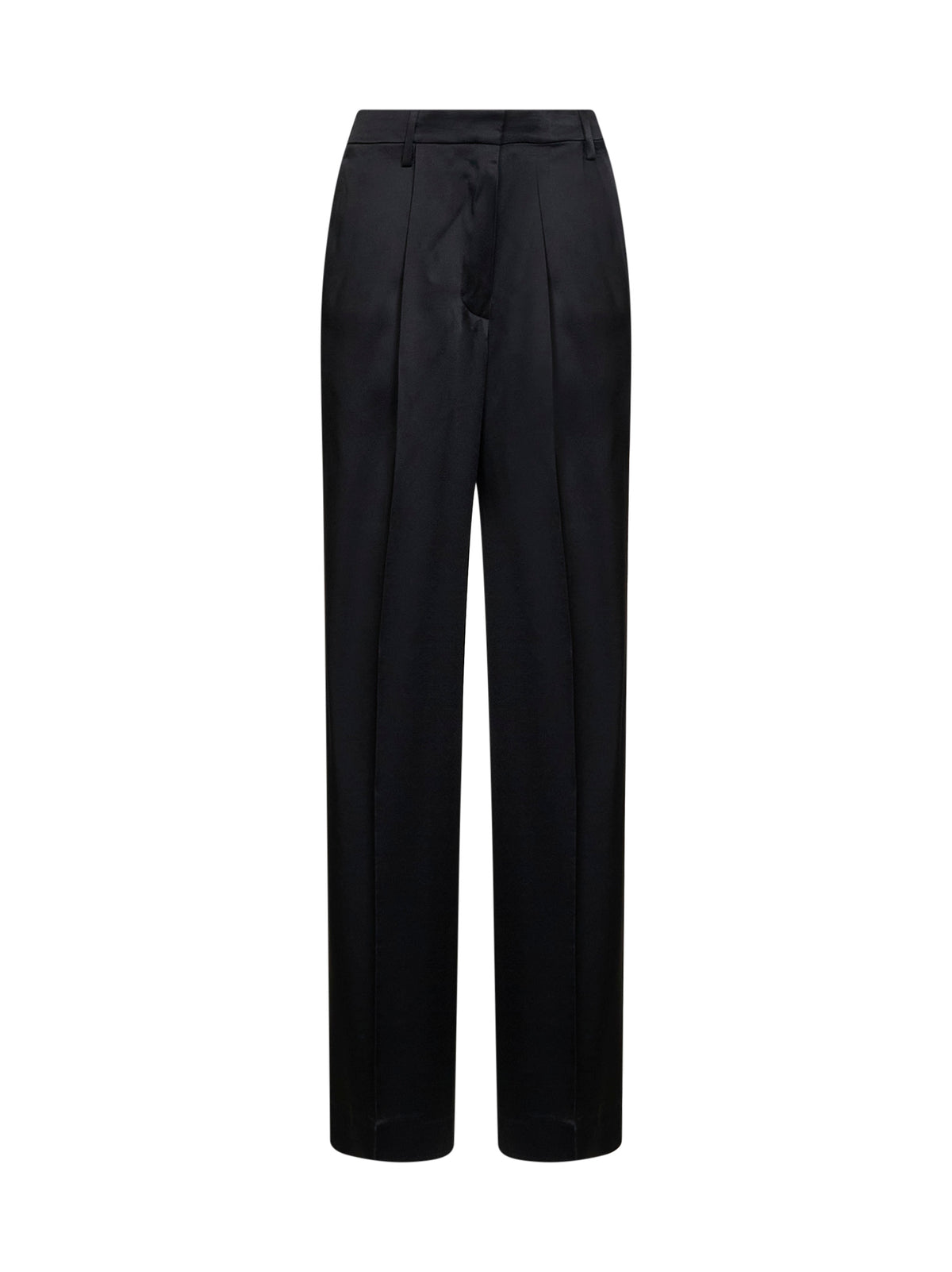 Black fluid crepe satin Portias straight-leg trousers