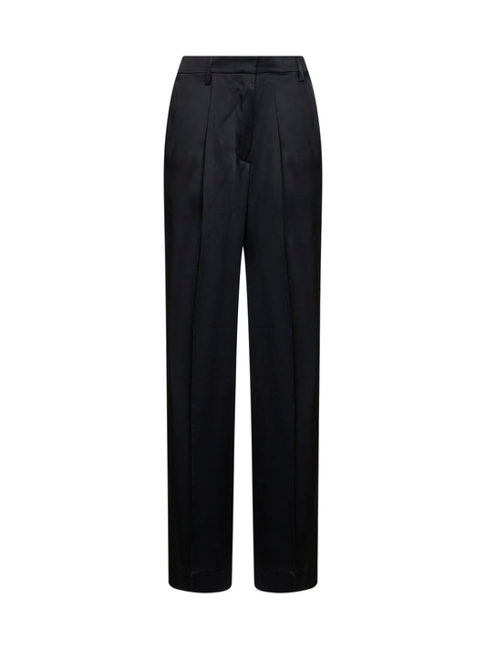 Black fluid crepe satin Portias straight-leg trousers