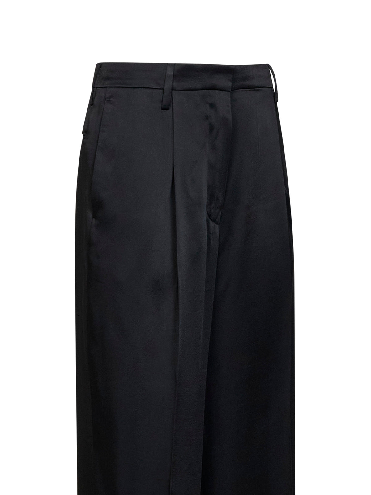 Black fluid crepe satin Portias straight-leg trousers