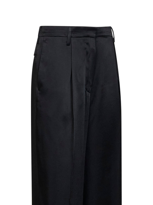 Black fluid crepe satin Portias straight-leg trousers