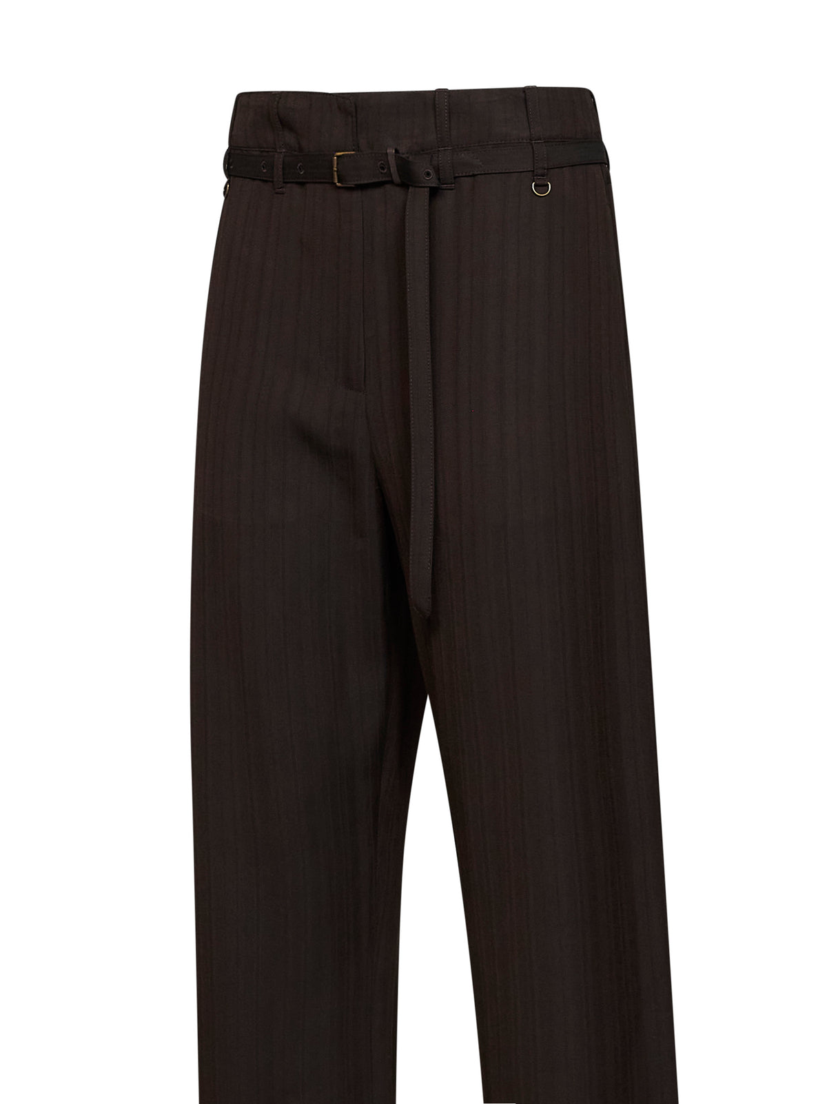Pantaloni con cintura in viscosa jacquard a righe marrone