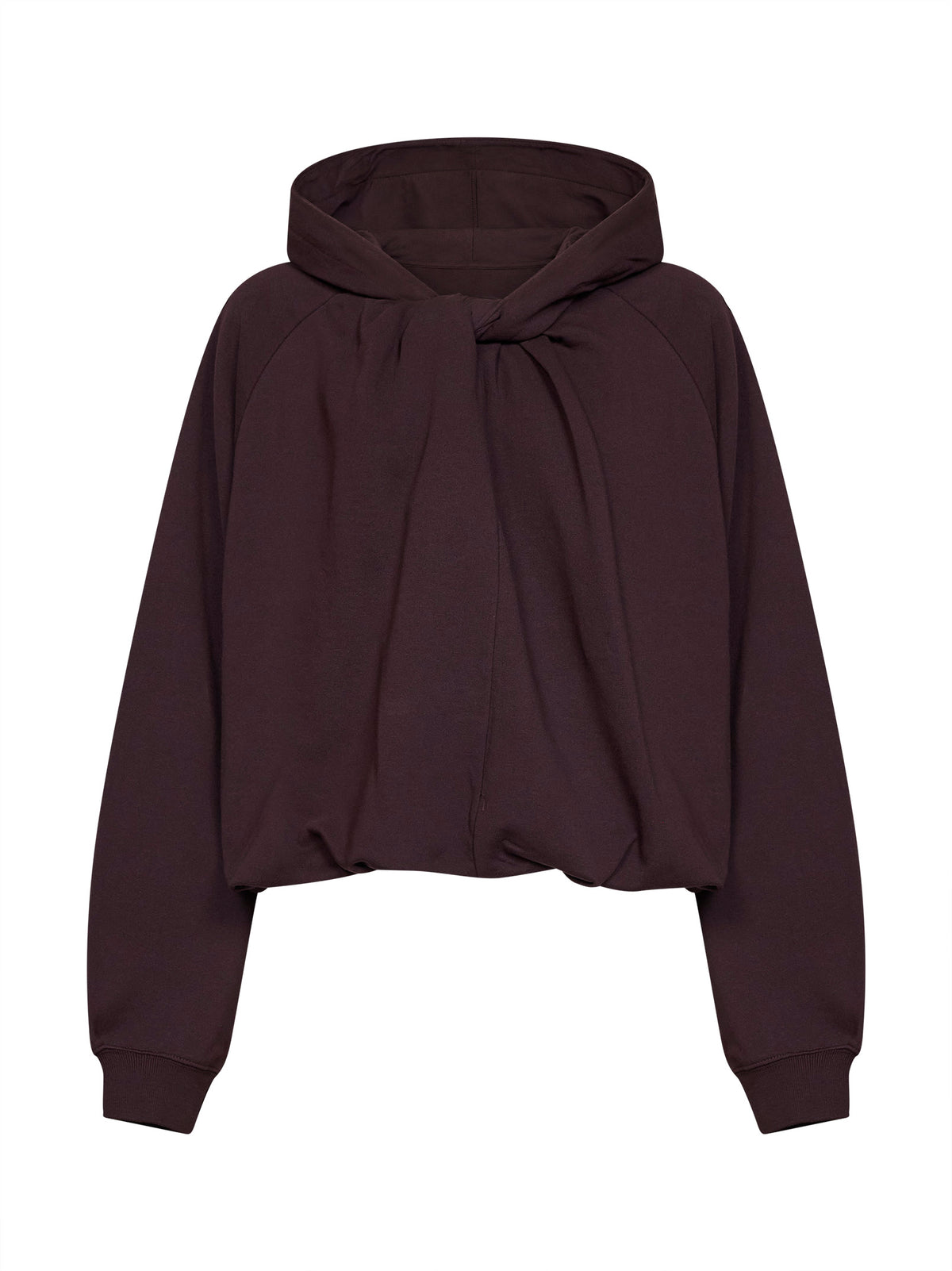 Felpa attorcigliata con cappuccio Hadella in cotone bordeaux<BR/><BR/>