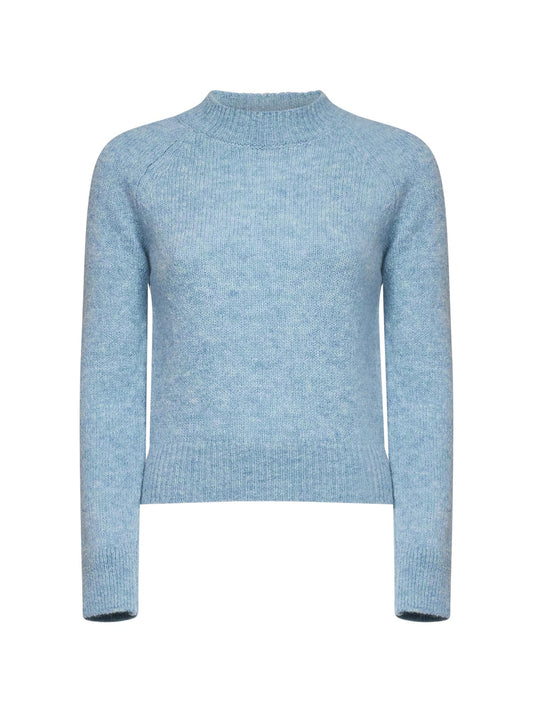 Light blue alpaca-blend Texas crewneck sweater<BR/>